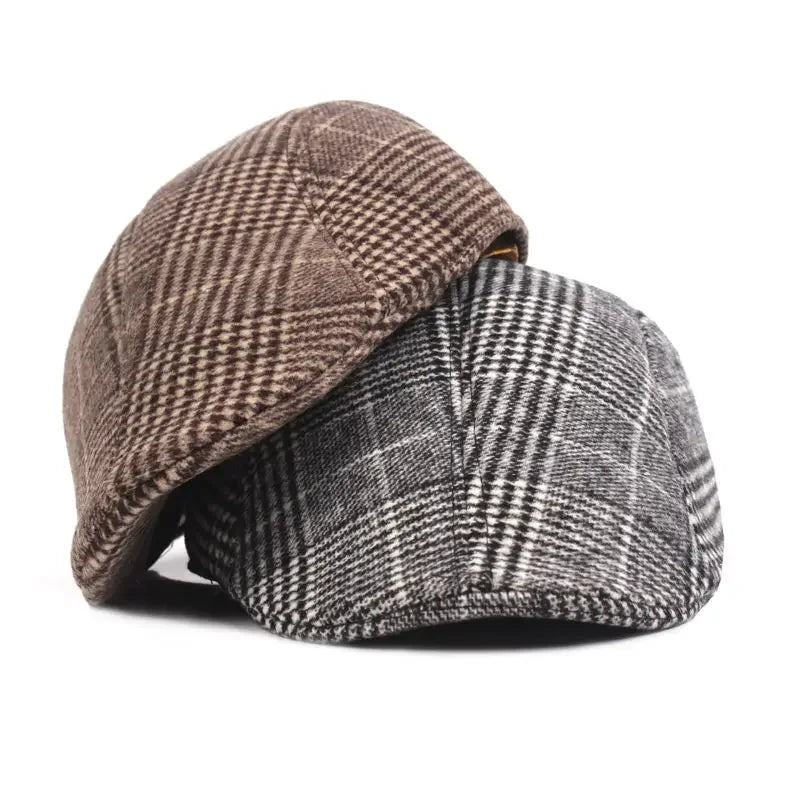 Men's Plaid Newsboy Beret Hat | Retro Octagonal Cap for All Seasons