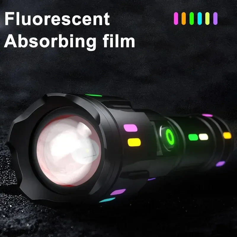 High Power Long Range LED Flashlight | Zoom & Colorful Light