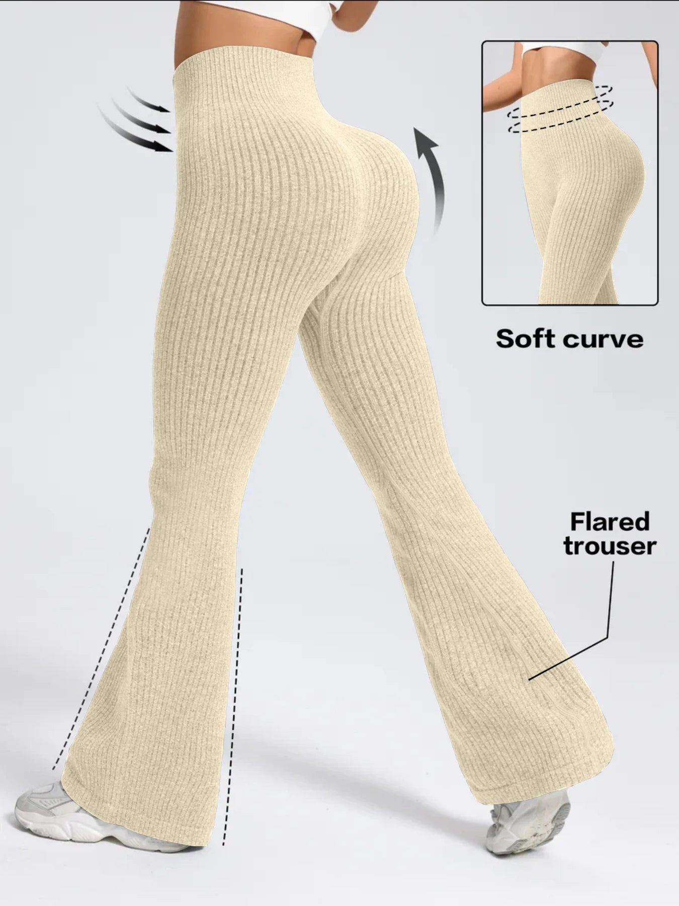 High-Waist Stretchy Bell Bottom Pants for Women | Ideal for Workout