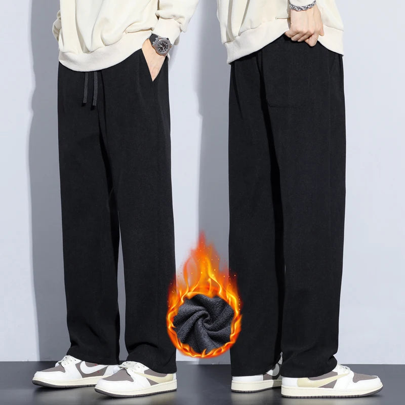Men’s Thermal Fleece Pants | Cozy Wide-Leg Winter Sweatpants