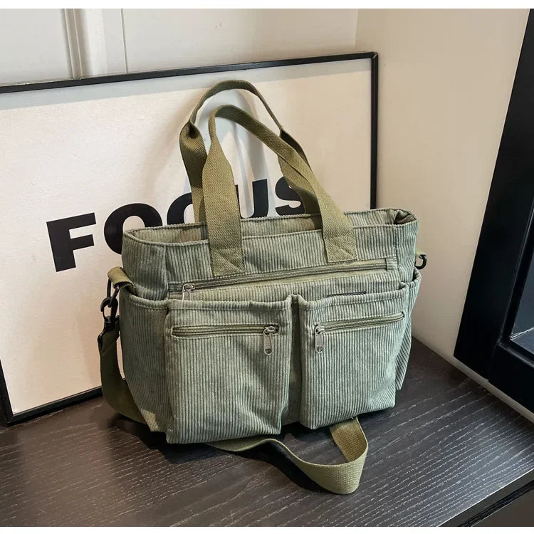 Large Capacity Casual Corduroy Messenger Bag | Versatile Tote for All