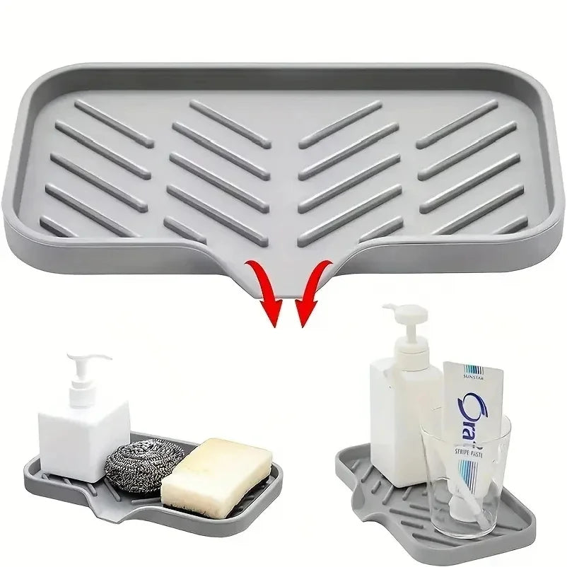Versatile Silicone Kitchen Storage Rack Tray with Drainage Solution