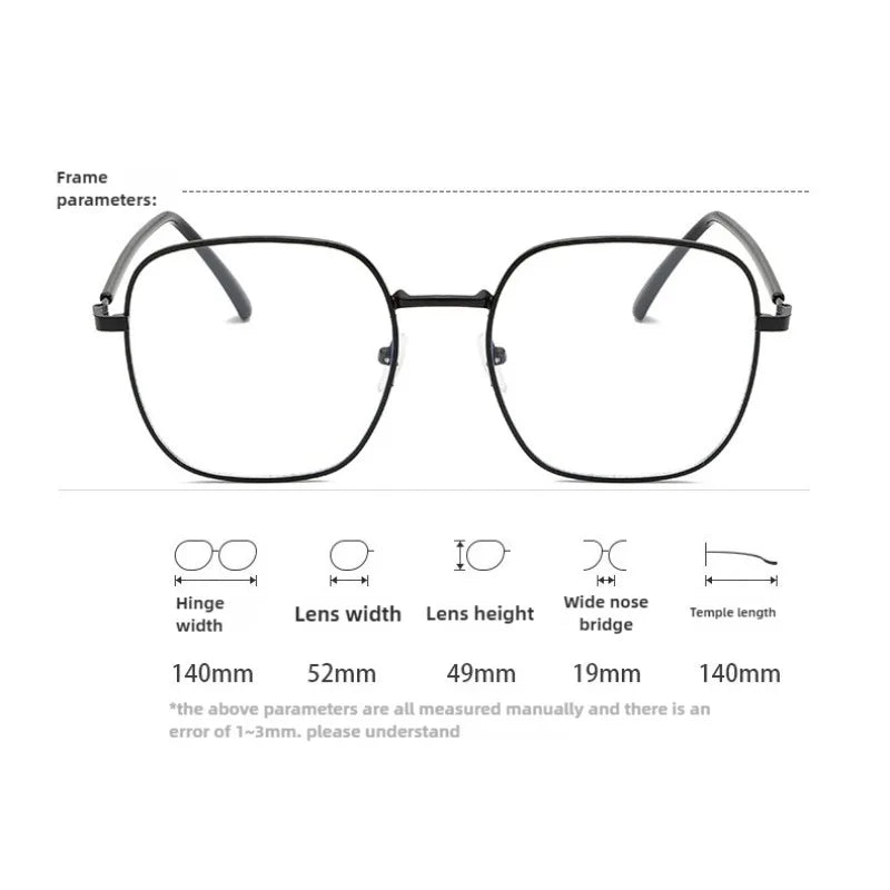 Stylish Square Anti-Blue Light Glasses with Retro Metal Frame