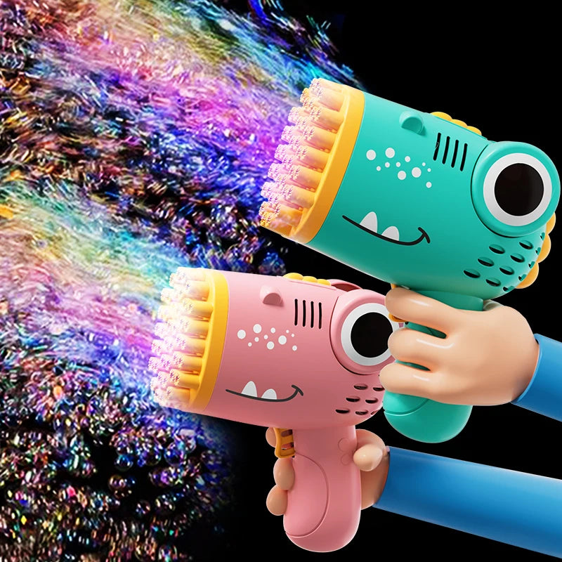 40 Hole Dinosaur Bubble Handheld Machine | Fun Outdoor Bubble Gun