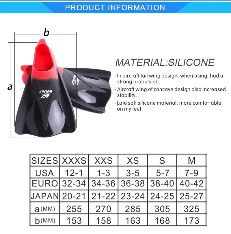 Professional Silicone TPR Diving Fins for All Ages | Pool Ready