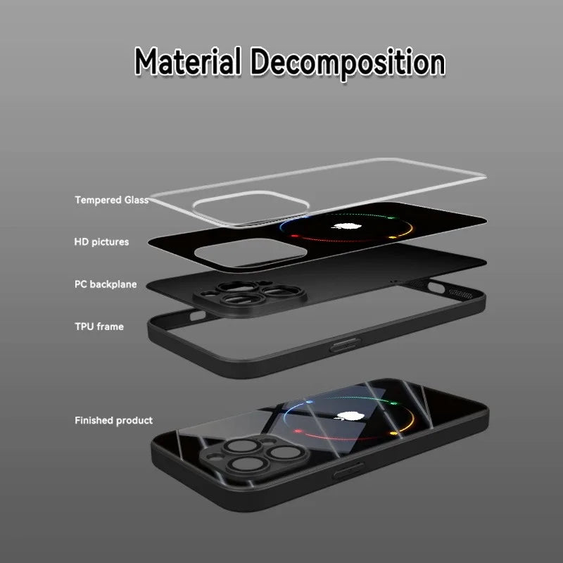 Colorful Halo Tempered Glass Phone Case | Full Coverage Protection