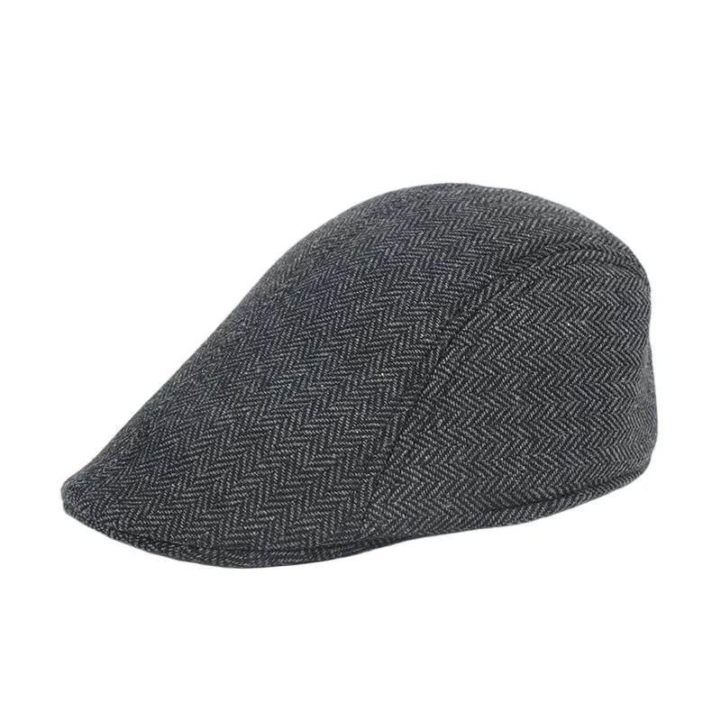 Men's Winter Beret Cap | Warm Plaid Military Hat for Casual Wear