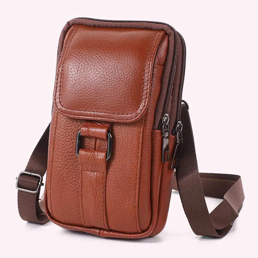 Portable Men Messenger Bags | Stylish Cowhide Leather Waist Pack
