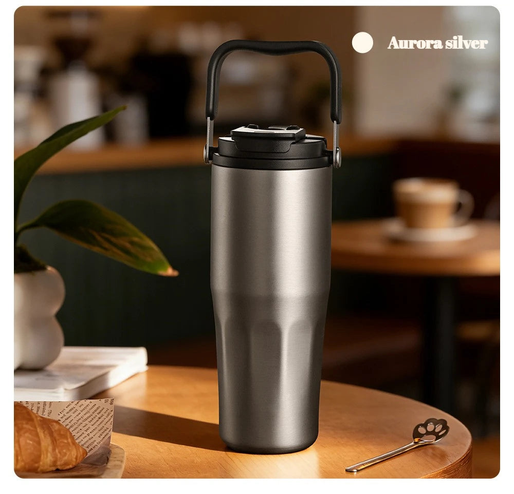 800ML Insulated Travel Tumbler with Straw & Tea Infuser | Leakproof Design