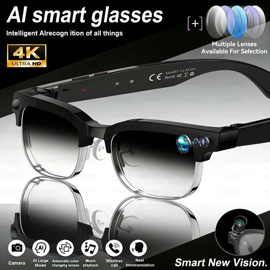 AI Smart Glasses with 800W Camera & Multilingual Translation
