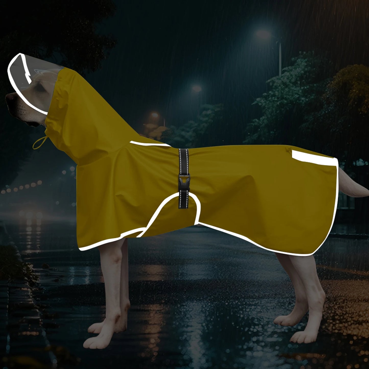 Dog Raincoat, Hooded Windproof and Waterproof Reflective Pet Raincoat, Suitable for Medium to Large Dogs, Waterproof Dog Clothin