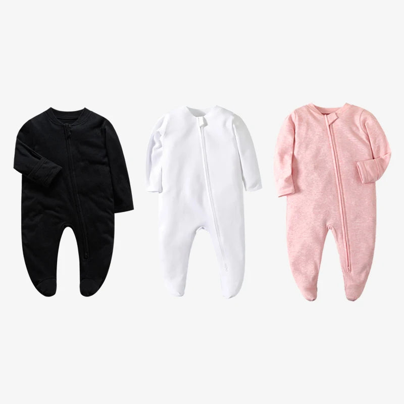 Unisex Newborn Cotton Footed Pajamas | Comfortable Long Sleeve Romper