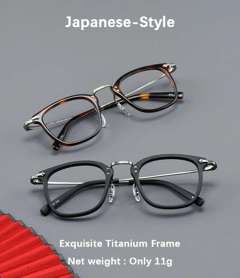 Men's Luxury Pure Titanium Rectangular Frame Eyeglasses