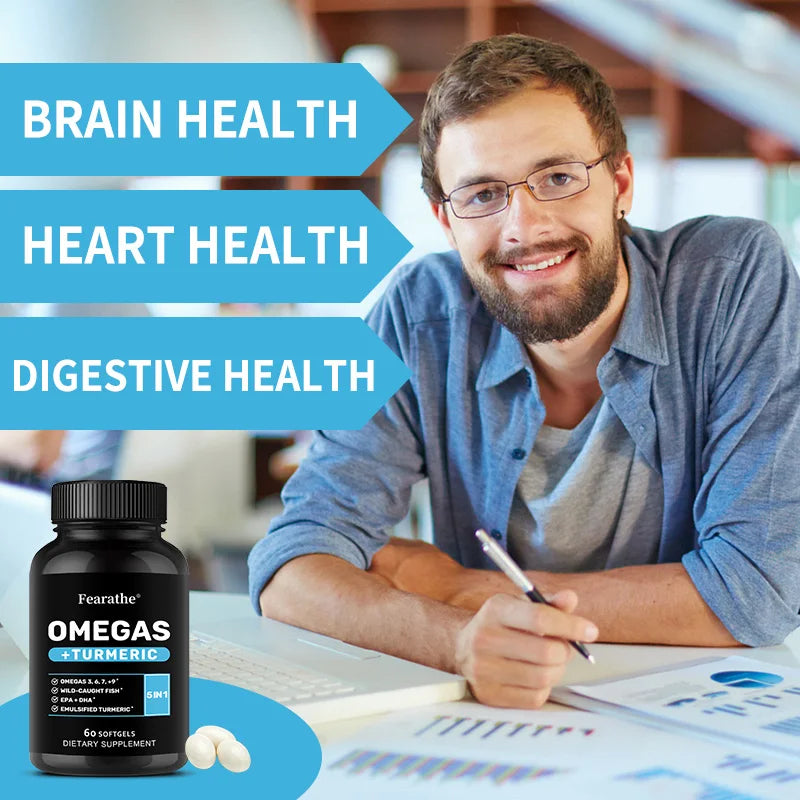 Omega 3 6 9 Turmeric Curcumin - Heart Health Supplement