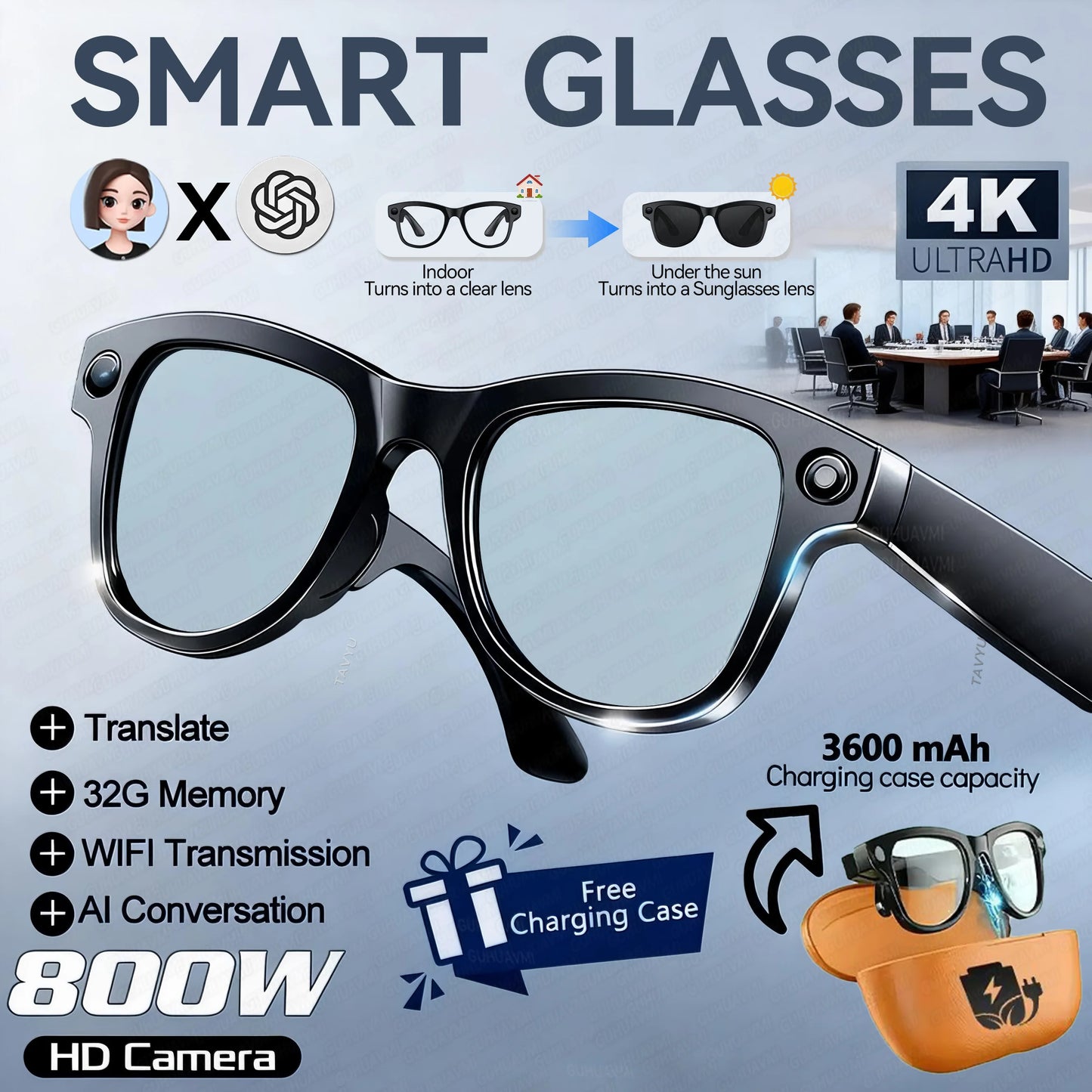 Large Capacity Smart Glasses with Translation & Recording Features