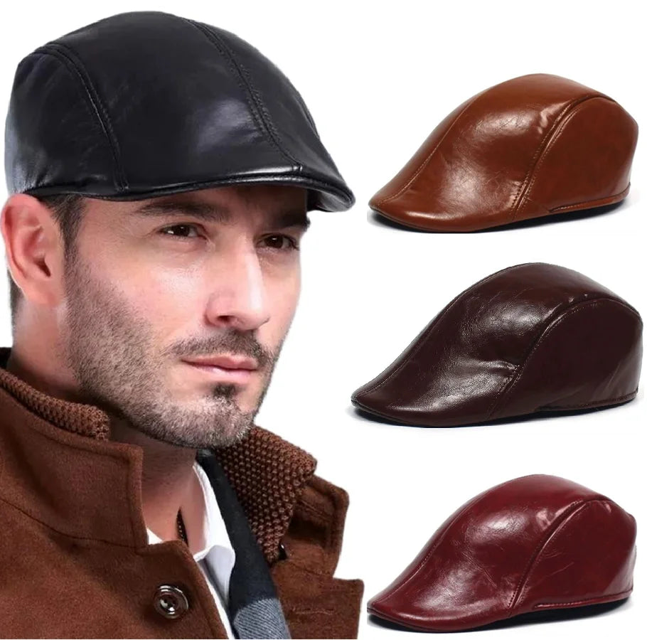 Men's Winter Beret Cap | Warm Plaid Military Hat for Casual Wear