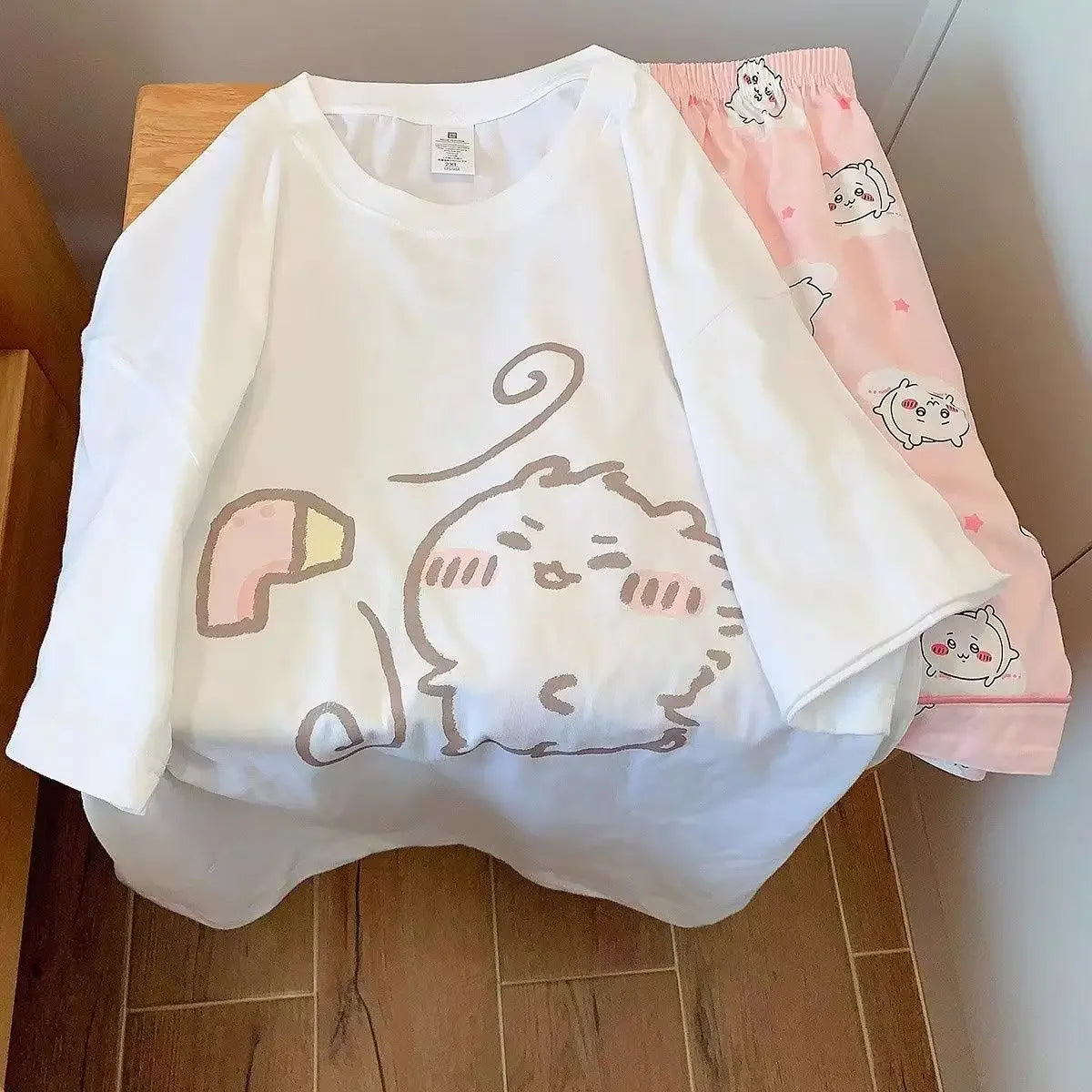Girls Summer Pajamas Set | Cute Bunny & Cat Home Clothes