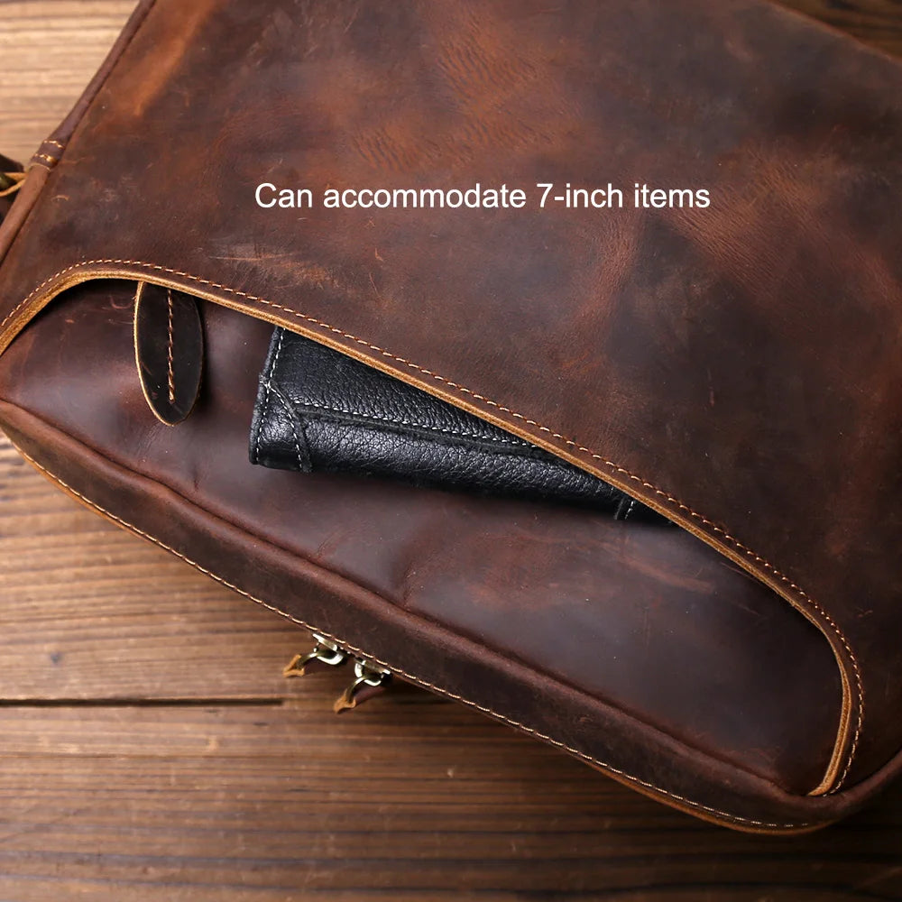 Retro Handcrafted Leather Men's Crossbody Bag | Versatile Fashion