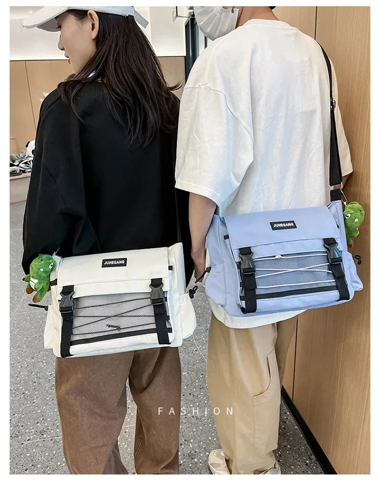 Bolso cruzado de nailon elegante para adolescentes | Bandolera multibolsillos