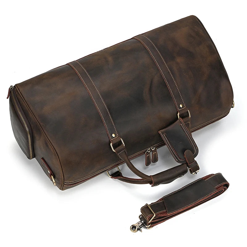 Luxury Genuine Leather Travel Bag for Men & Women | Versatile Duffle