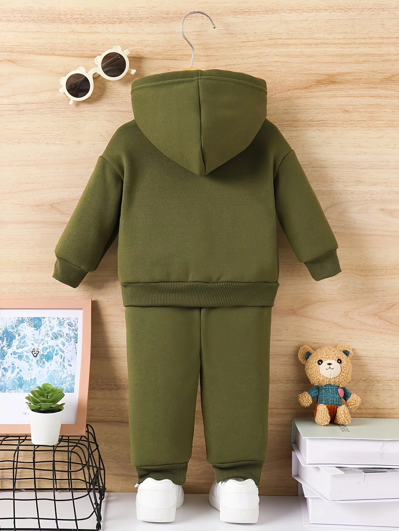 Cozy Cartoon Car Printed Fleece Set for Newborn Boys