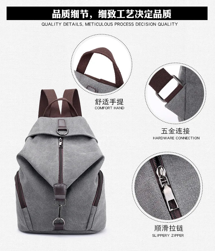 Stylish Vintage Canvas Women Backpack | Fashionable Casual Bag
