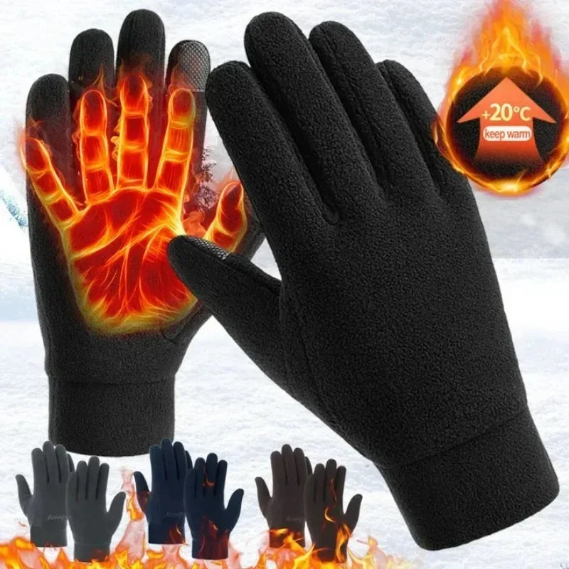 Winter Thick Warm Gloves — Windproof Full Finger Sports Gloves, Thermal Cashmere Blend Knit Gloves for Outdoor Running, Cycling, Skiing & Daily Wear