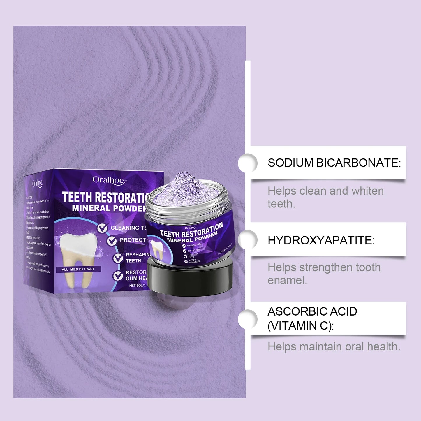 Purple Tooth Whitening Powder | Remove Stains & Freshen Breath