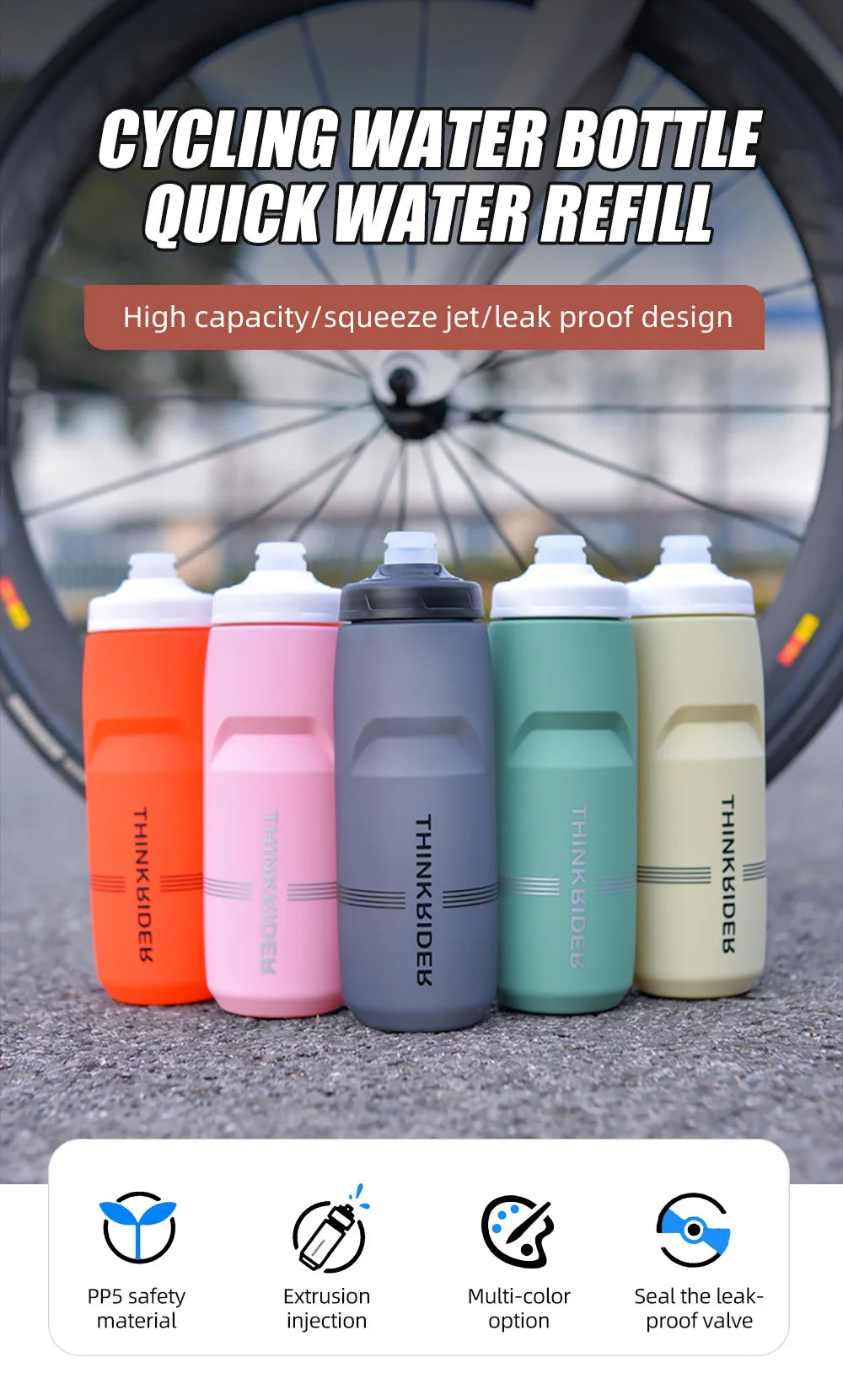 Large Capacity Bicycle Water Bottle | Portable Cycling Hydration