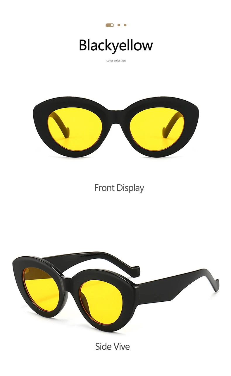 Vintage Thick Frame Oval Cat Eye Sunglasses | Trendy Street Style