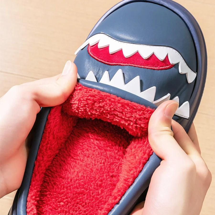 Cozy Warm Shark Design Platform Slippers for Men | Comfortable House Shoes