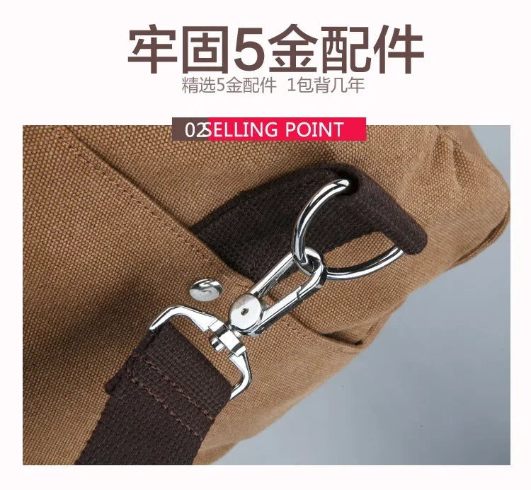 Large Capacity Casual Men's Canvas Travel Handbag | Lightweight Shoulder Bag