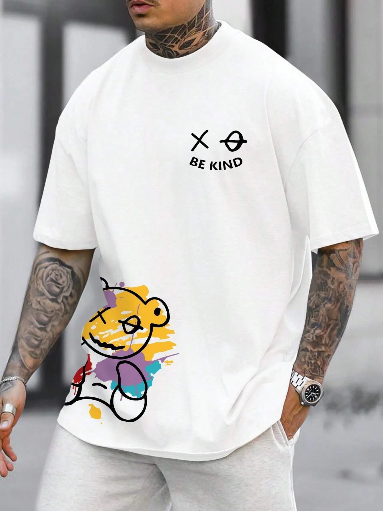 Men's Casual Cartoon Print T-Shirt | Comfortable 100% Cotton Top