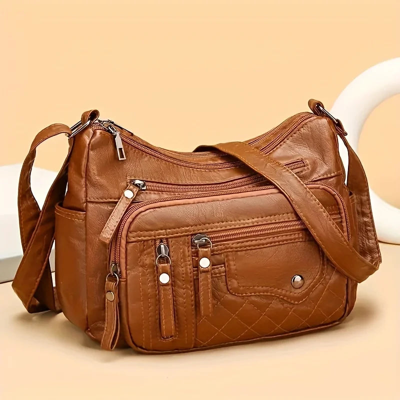 Vintage Faux Leather Messenger Bag for Women | Stylish & Functional
