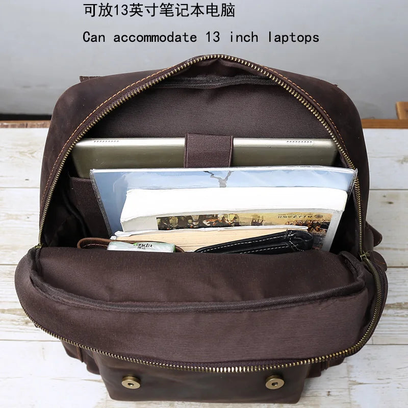 Retro Leather Backpack | Large Capacity Men’s & Women’s Travel Bag
