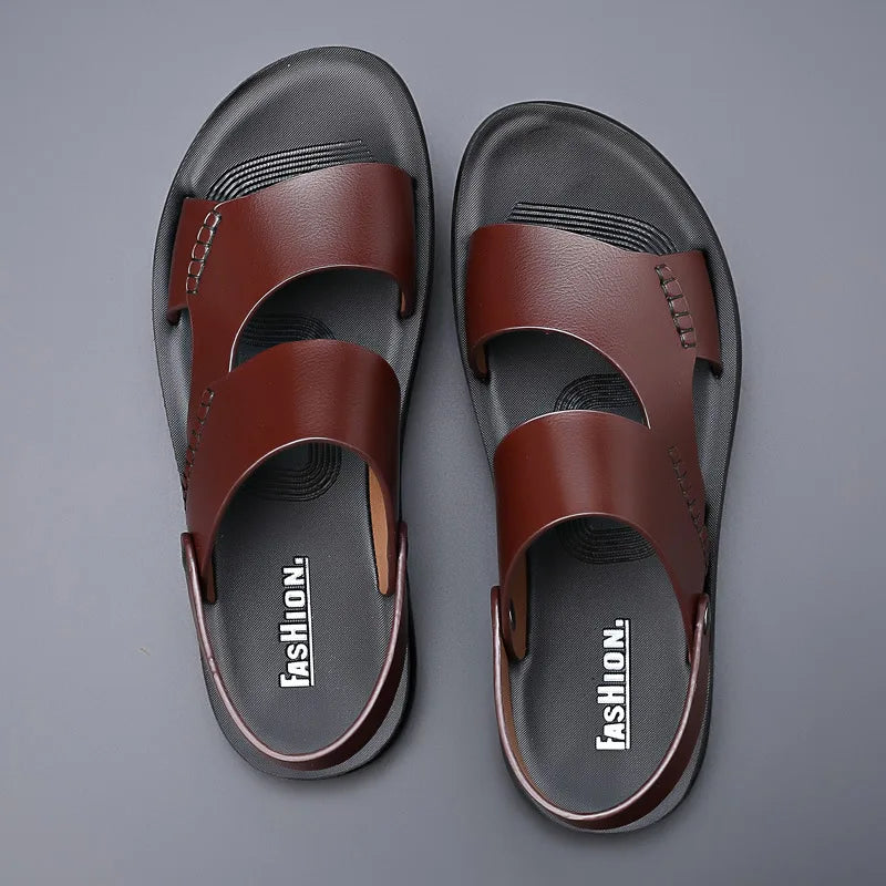 Men's Stylish Leather Sandals | Breathable Casual Beach Shoes