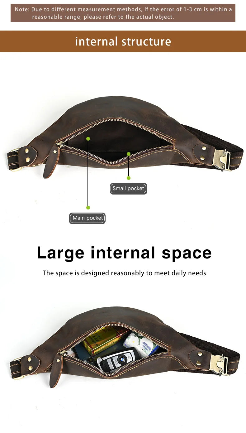 Men's RFID Anti-Theft Genuine Leather Sling Bag | Versatile Travel Pack