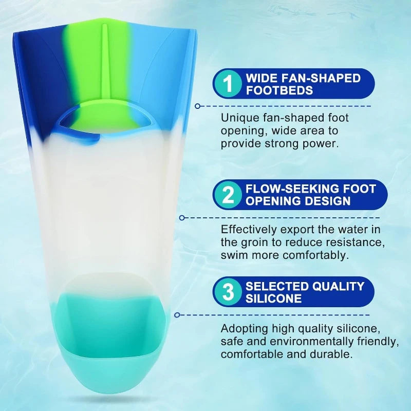 Silicone Swim Fins for Kids & Adults | Quick Dry Pool Training Gear
