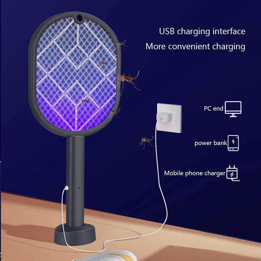 2-in-1 Electric Mosquito Swatter | USB Rechargeable Bug Zapper