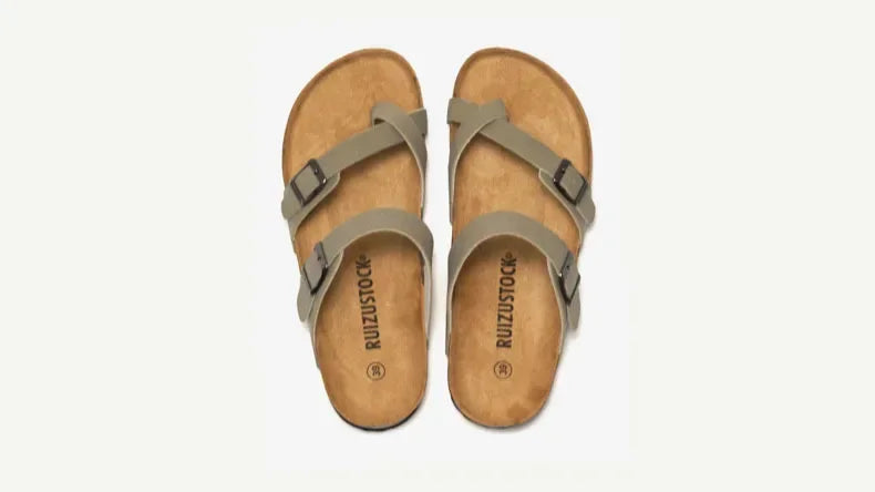 Men's Non-Slip Slippers with Cork Metal Buckle | Waterproof Outdoor Wear