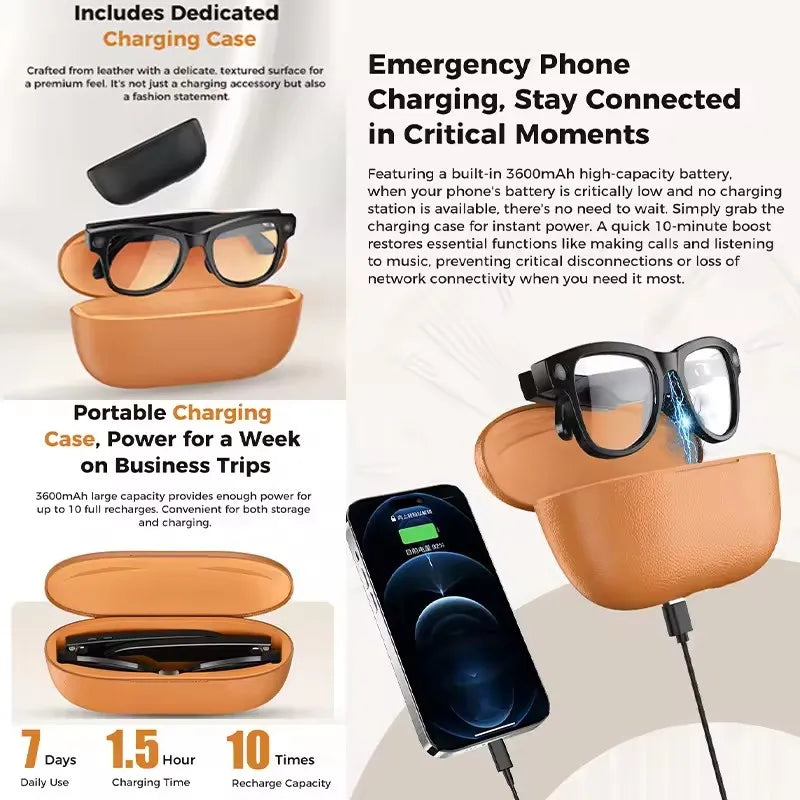 AI Smart Glasses | Real-Time Translation, Video Recording & Music