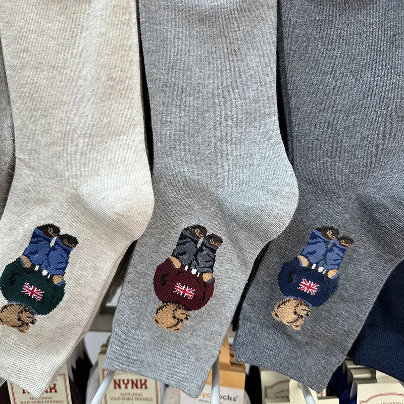 Men's Cartoon Bear Socks | Fun & Breathable Skateboard Socks