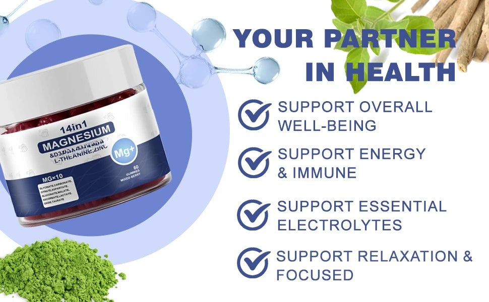 14-in-1 Magnesium Complex Gummies for Relaxation & Energy