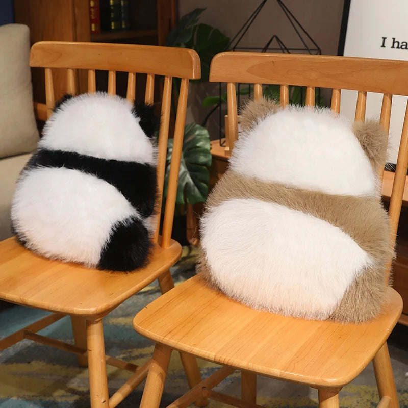 Super Fluffy Chocolate Panda Plush Cushion — Nordic Style Back-View Panda Hug Pillow, Soft Waist Support & Cute Sofa Decor
