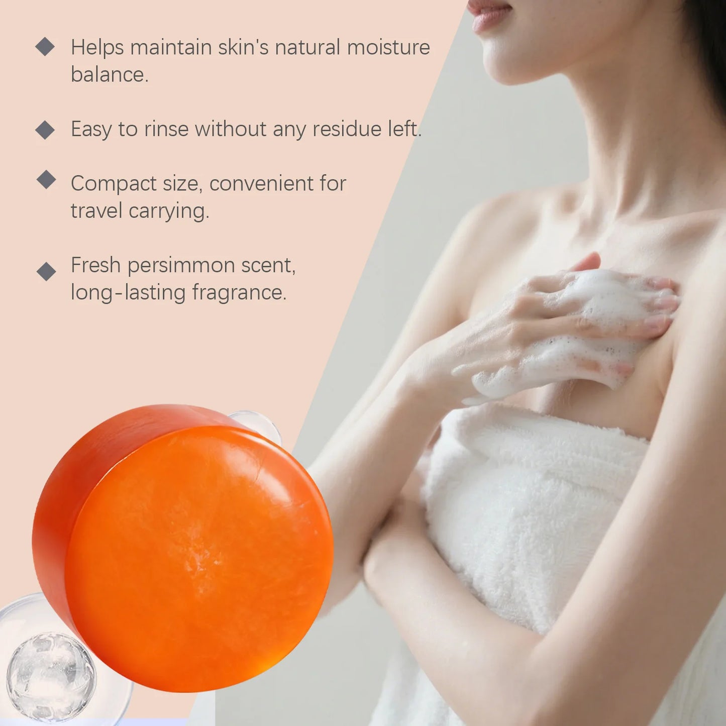 Persimmon Extract Moisturizing Cleansing Soap | Gentle Daily Body Cleanser