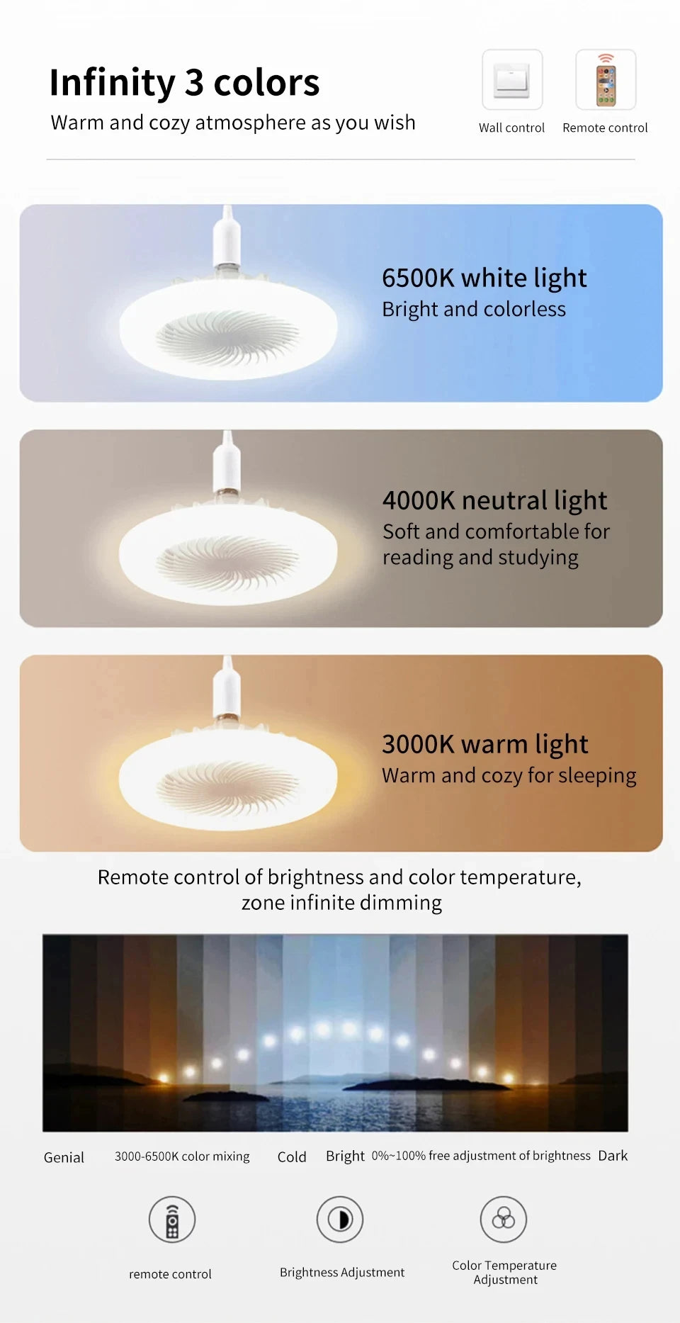2 In 1 Adjustable Ceiling Fan Lamp | Modern Dimmable Light