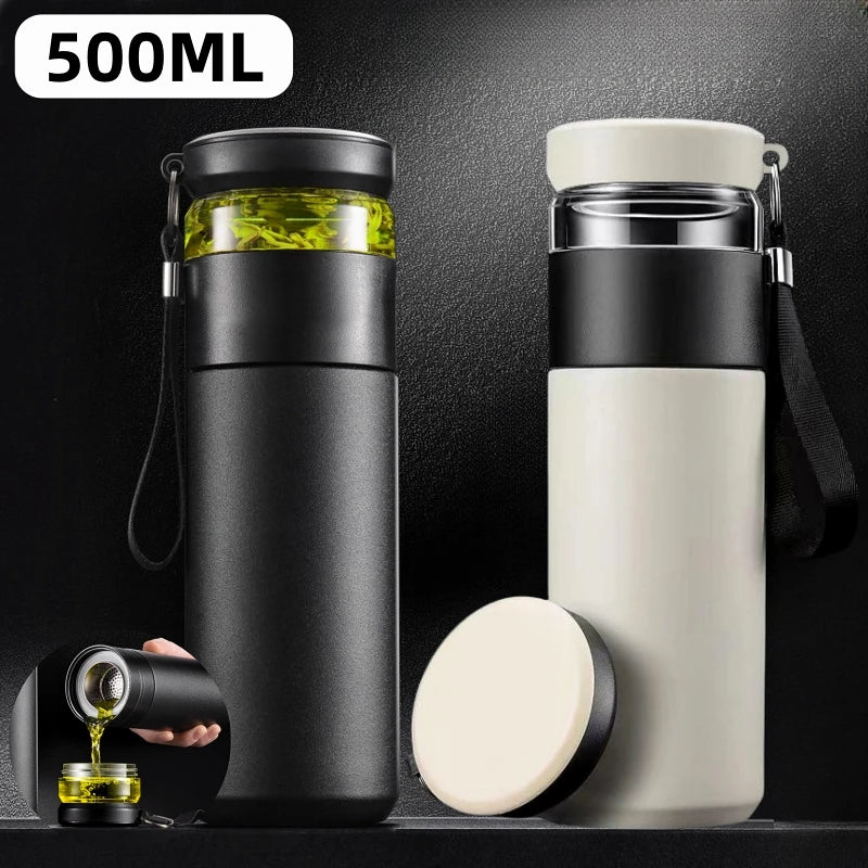 Stainless Steel Tea Infuser Vacuum Flask | Insulated Travel Mug
