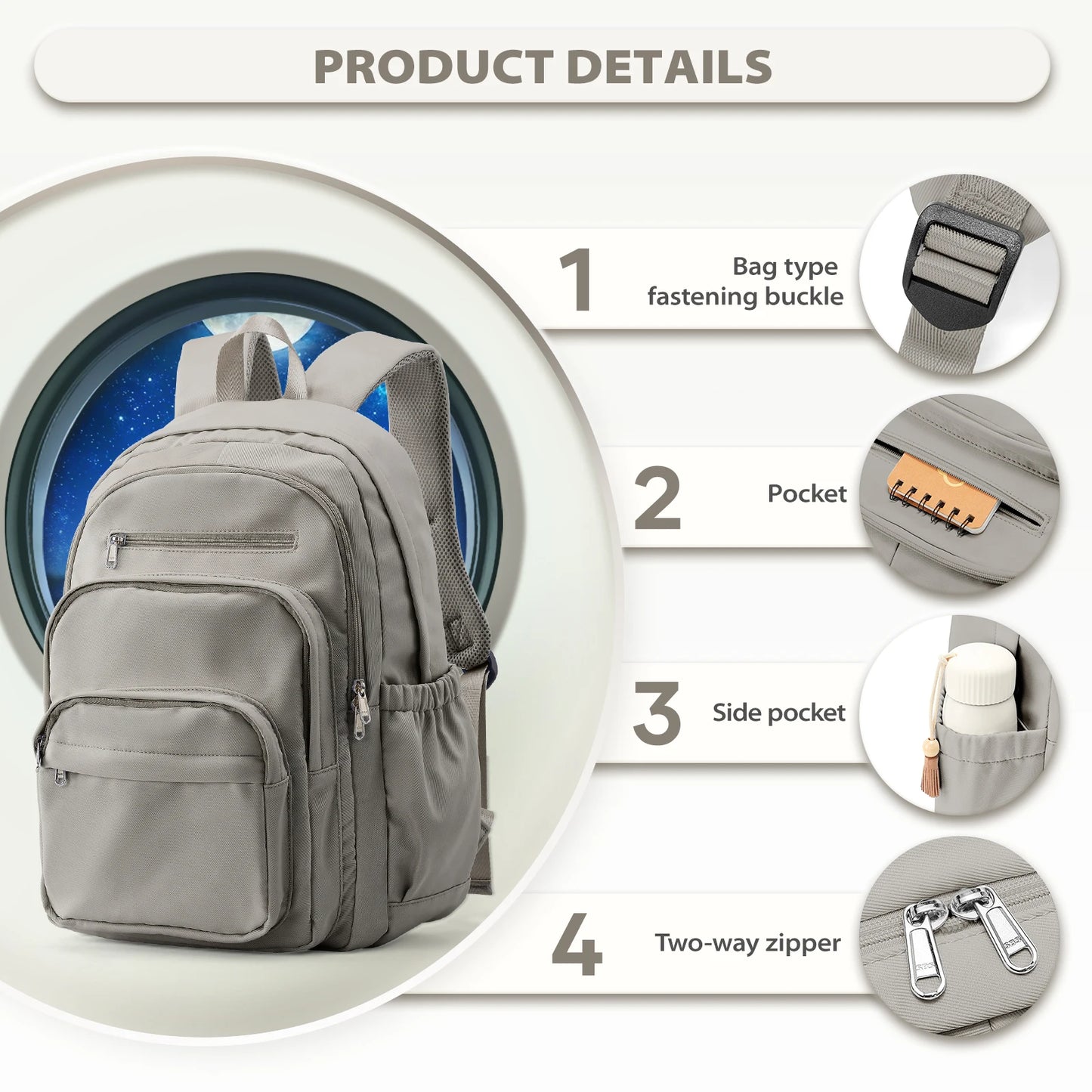 Versatile Casual Backpack for School and Travel | Multi-Pocket Design