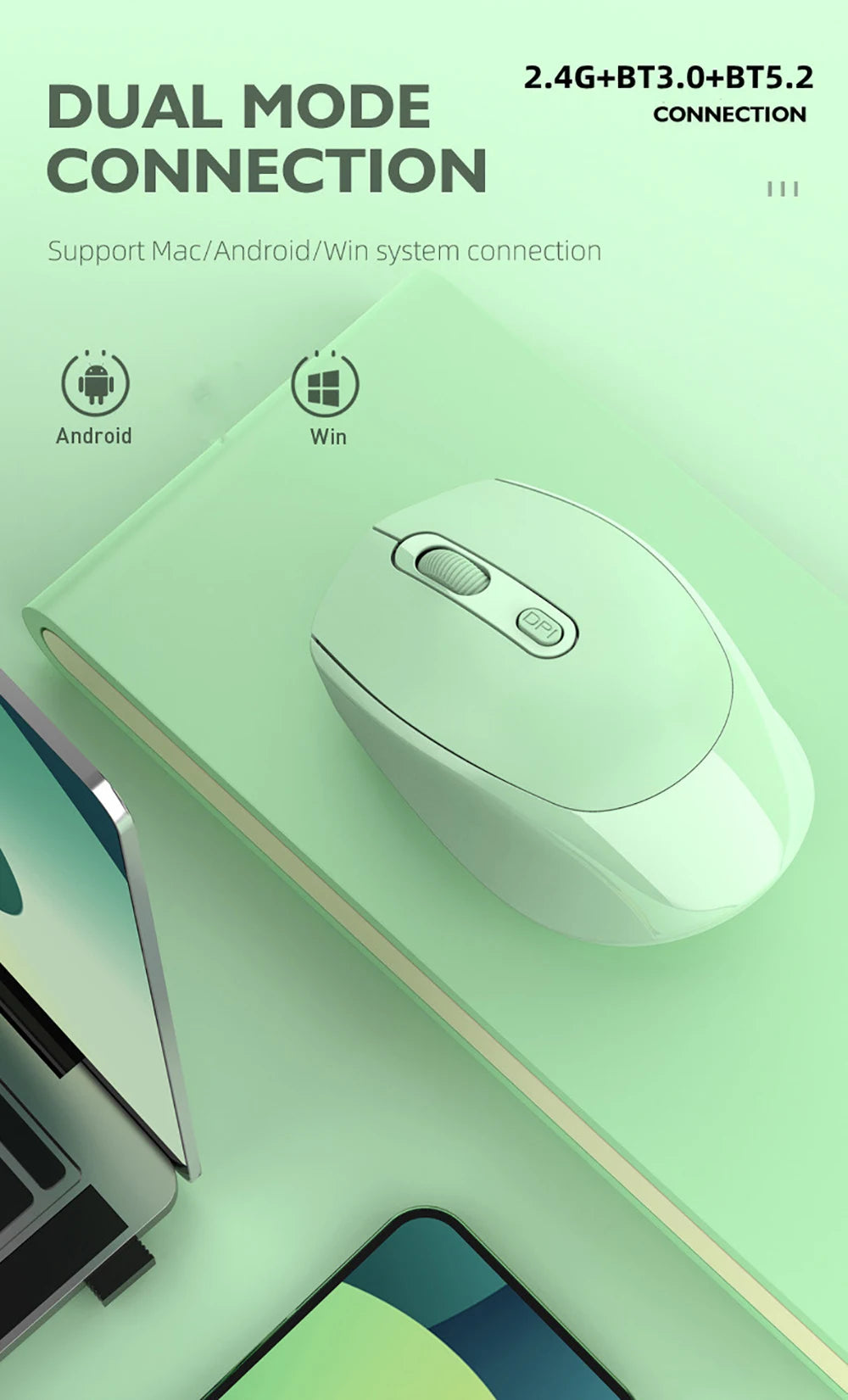 Ergonomic Wireless Silent Mouse | Rechargeable & Dual Mode