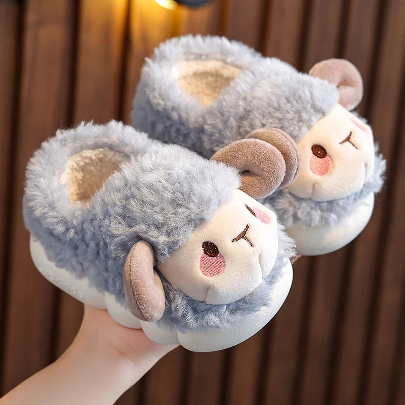 Lovely Fluffy Lamb Plush Slippers | Cute Warm Indoor Slides
